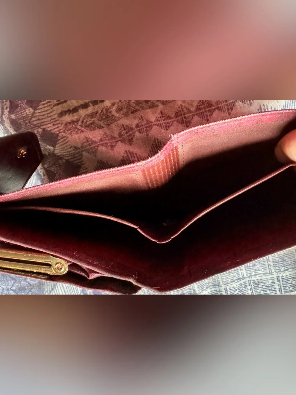 Buxton Burgundy Leather Wallet with Embossed Floral Flap